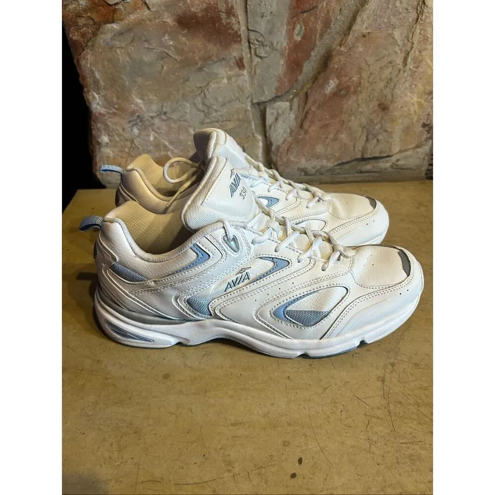 Avia 330 Women's Walking Shoes Size 11 White Blue Cantilever Athletic Sneakers